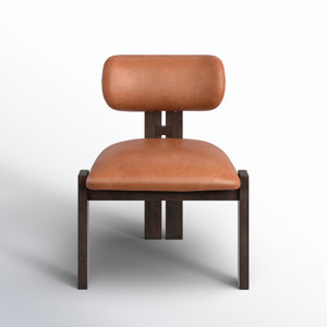 Ibon Genuine Leather Upholstered Back Side Chair in Tan
