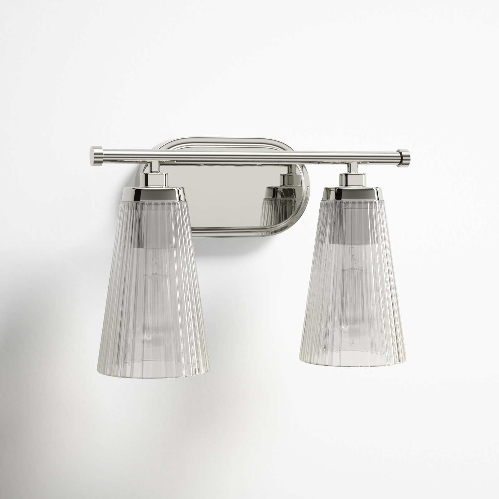 Jeanie Steel and Glass Dimmable Bathroom Vanity Light , Nickel, 2 Lights, 10" H x 14" W x 14" D