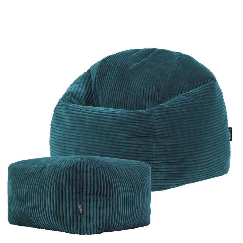 Corduroy Refillable Bean Bag Set, Teal