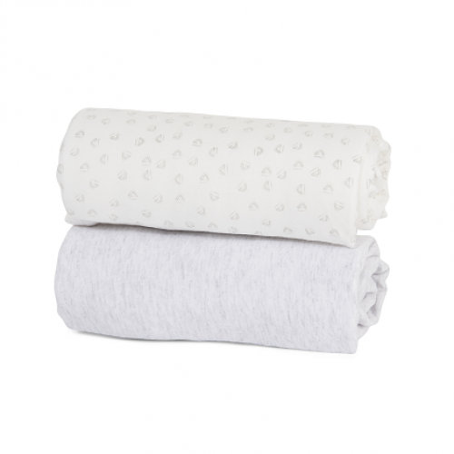 Tutti Bambini CoZee Bedside Crib Fitted Sheets, Grey/Cloud