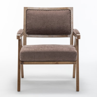 Nordic-Style Solid Wood Cotton-Linen Accent Single Chair
