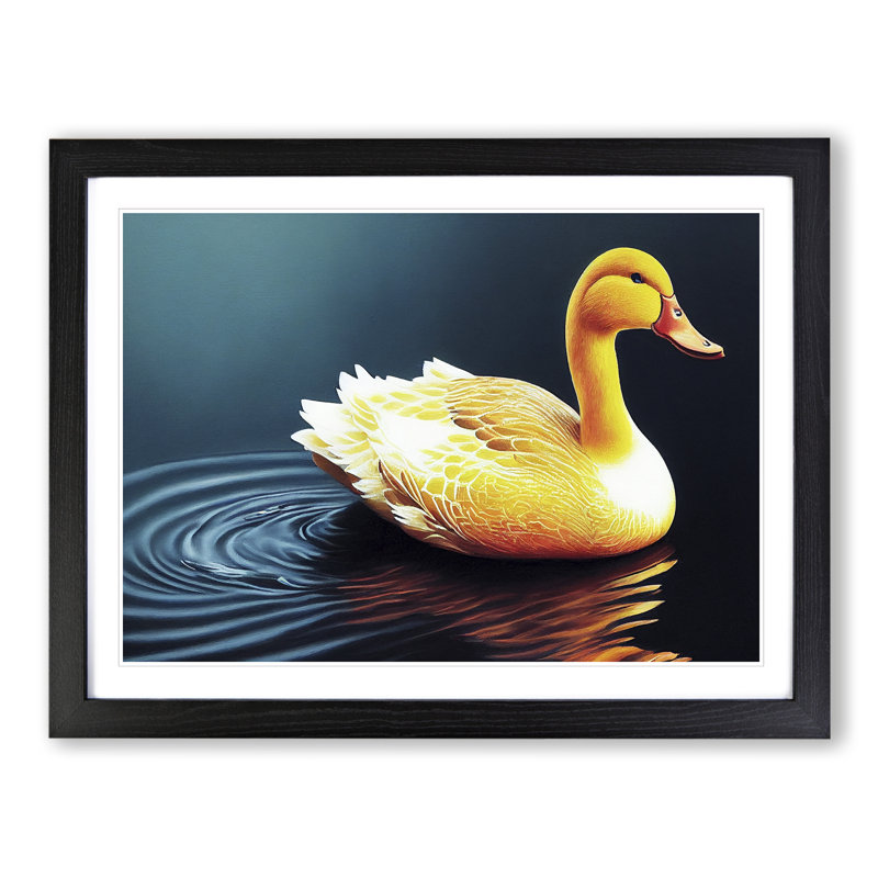 Masterful Duck - Single Picture Frame Painting, Black, 46cm H x 64cm W x 2cm D