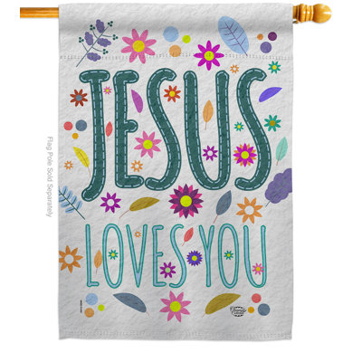 Bannière en polyester 40 x 28 po Jesus Loves You