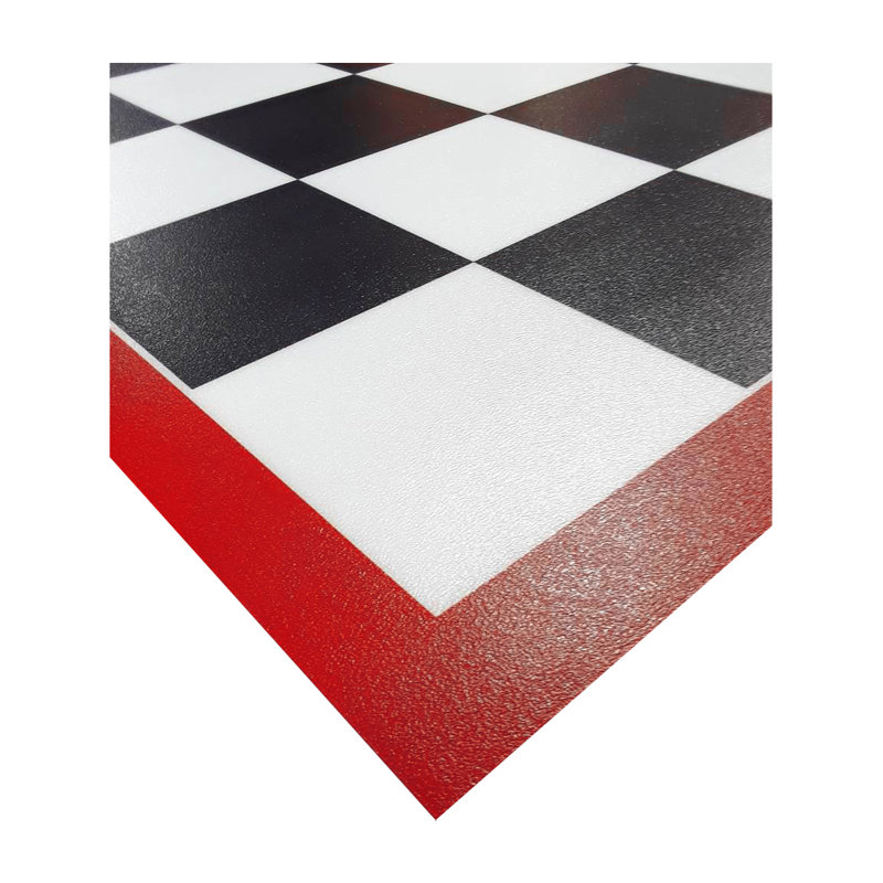Rouleau de plancher de garage imagé, Bordure rouge, L 5 pi x l 10 pi