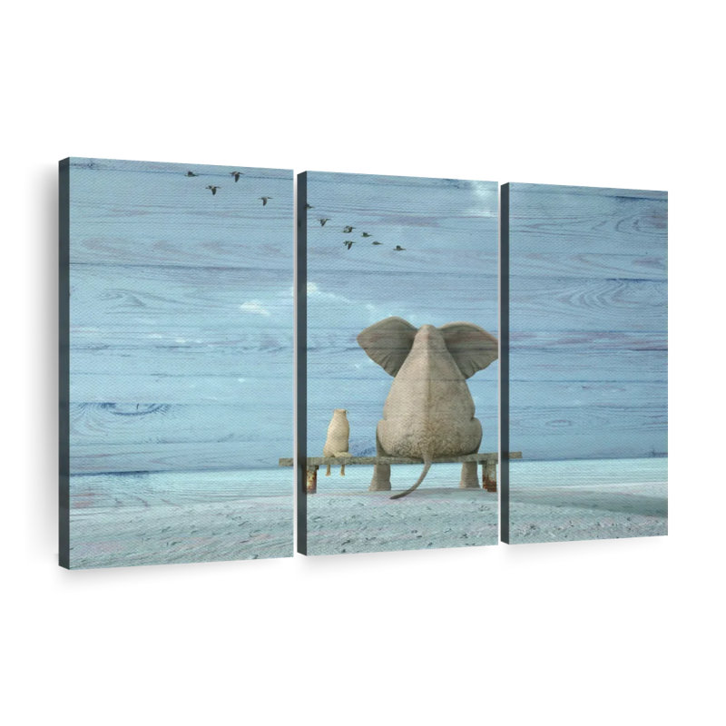 Elephant Daydream Wall Art Multi Piece Canvas Print, H 24 po x l 38 po x P 1,25 po