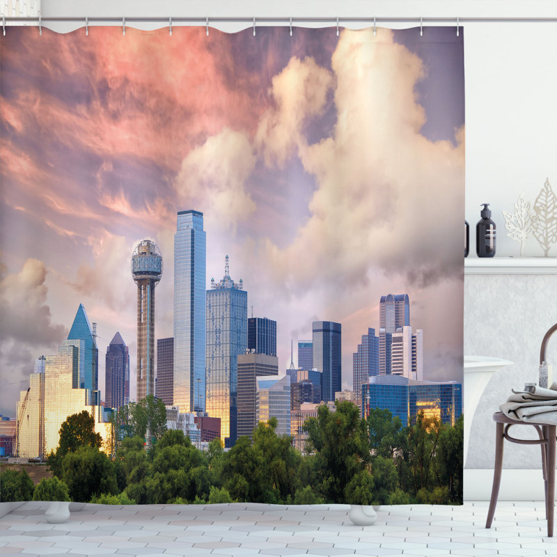 Ensemble de rideau de douche à états-unis et crochets, H 75 po x l 69 po