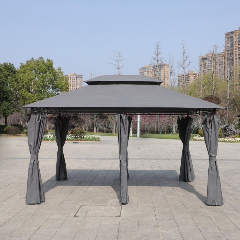 Outdoor Gazebo with Ventilated Double Roof and Mosquito net on all sides, Gray