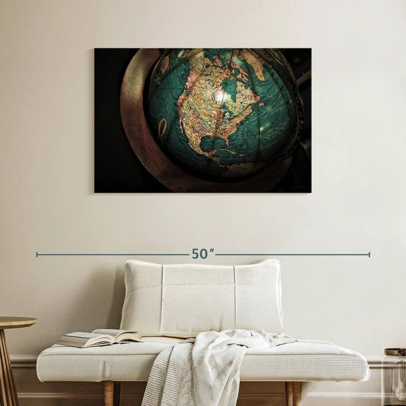 Carte rétro du globe Aliaz, H 26 po x l 39 po