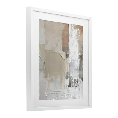 Subtle Blush Abstract Framed Print Under Glass, design by Riley B
