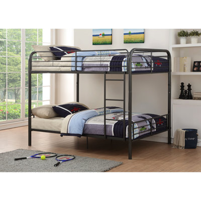 Full/Full Bunk Bed With Bristol Gunmetal Finish, Convertible To Stacked Or Separated Full Beds, Metal Tube Slat System, Reversible , - Length Guard Rail, 6 Inch Mattress Limit For Top Bunk, 38 Rail ,