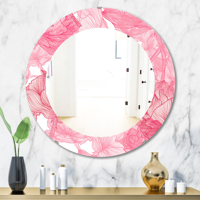 Pink Spheres 9 - Miroir traditionnel, H 31,5 po x l po