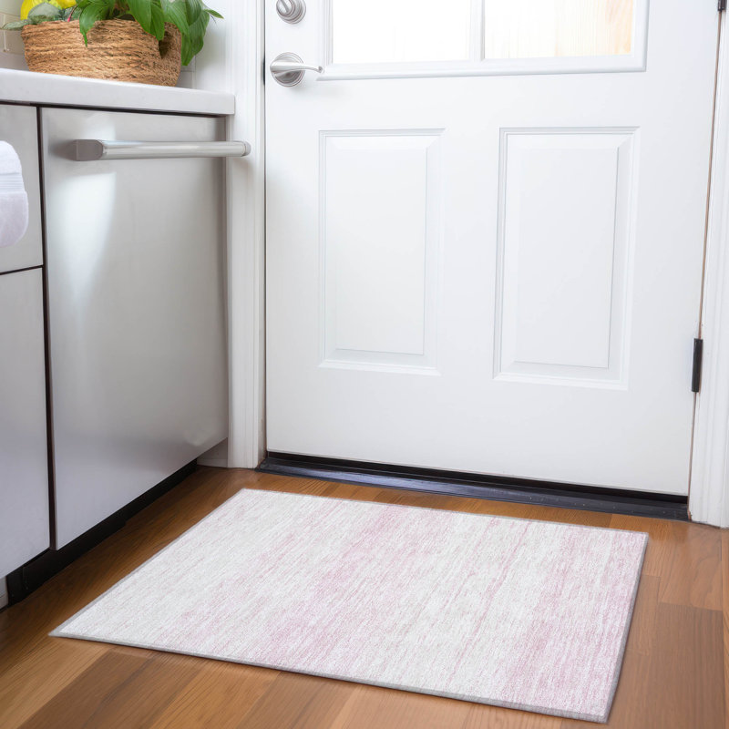 Tapis intérieur / extérieur en polyester tissé à la machine à motif abstrait mâle rose Pinkk, Rectangle 1 pi 8 po x 2 pi 6 po