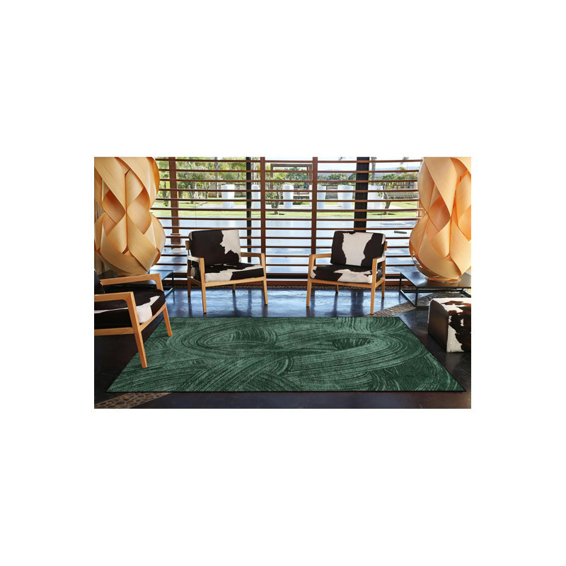 Tapis décoratif vert lavable à la machine, Sous-tapis rectangulaire de 3 pi 3 po x 4 pi 11 po