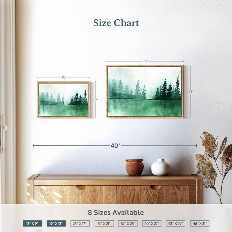 Silhouette de pin, 19 po x 13 po, Cadre flottant en bois naturel