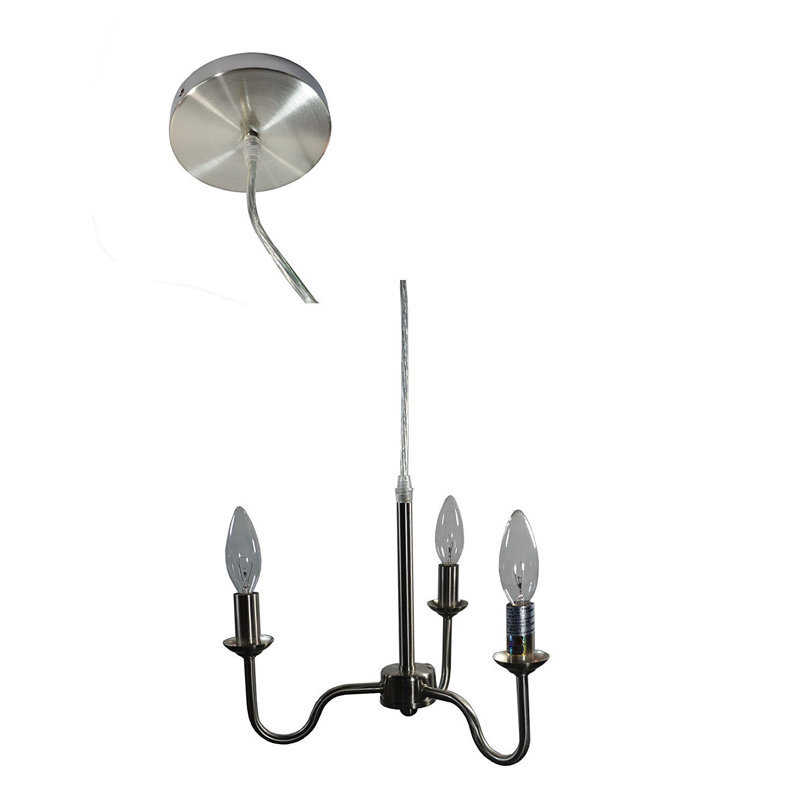 Style bougie classique/traditionnel 3 lumières lustre Tejada, Nickel poli