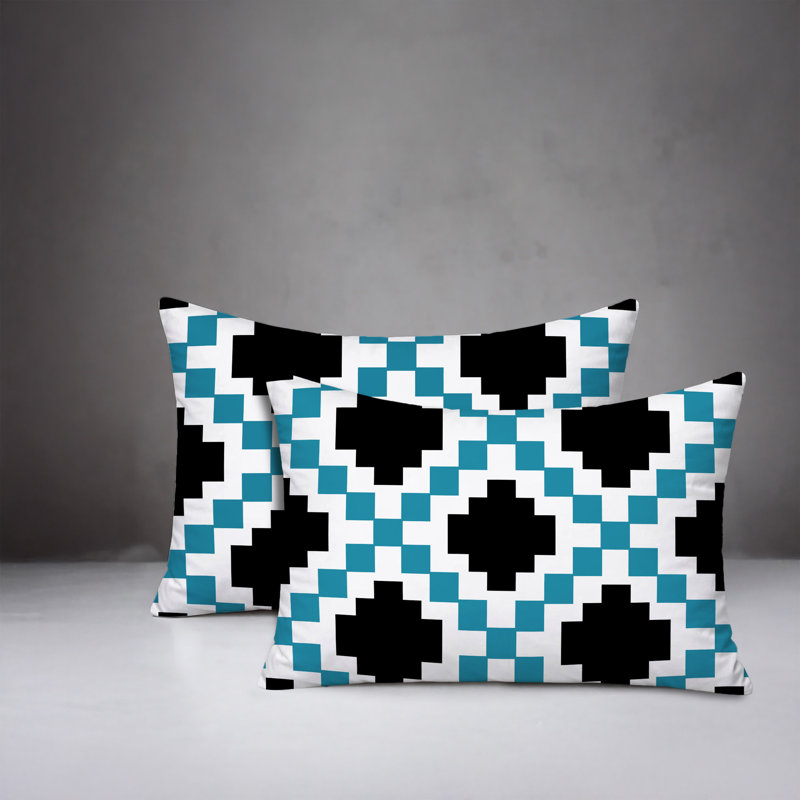 Ensemble de coussins réversibles pour l'intérieur et l'extérieur Kiso, 25x18, Turquoise