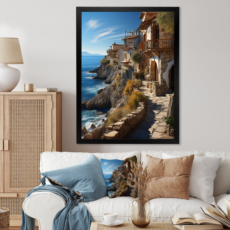 " Dramatic Cliffs In Spain II ", Black Picture Framed, 20" H x 12" W x 1" D