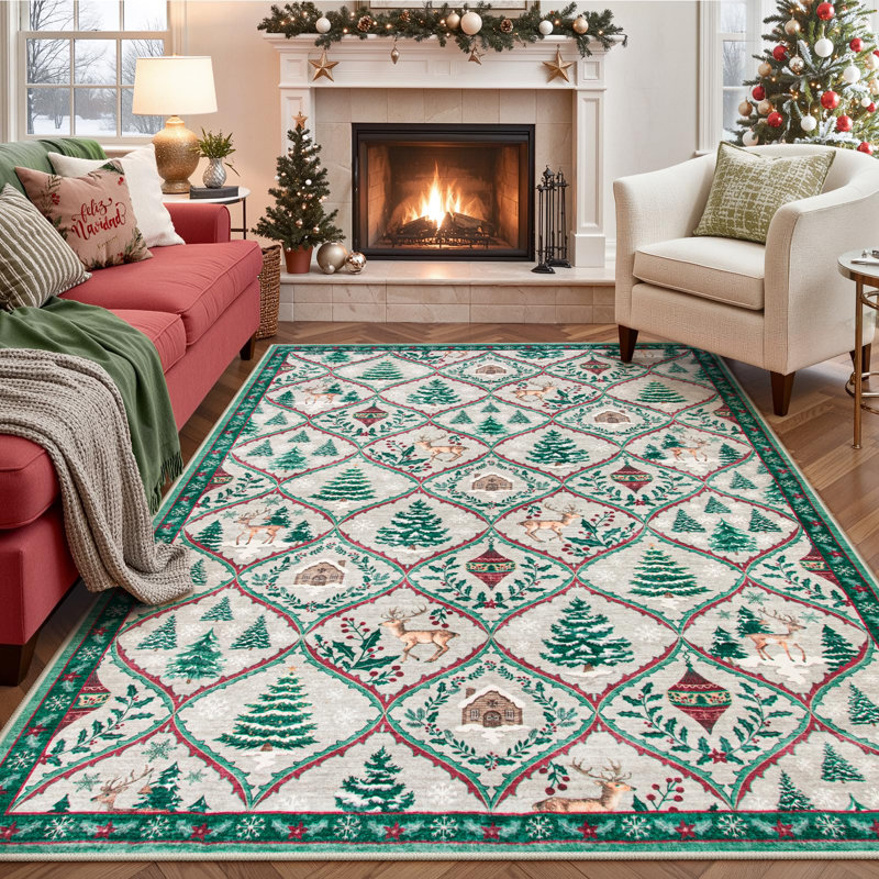 Tapis de Noël à motif marocain Laziya, Rectangle 5 pi x 7 pi