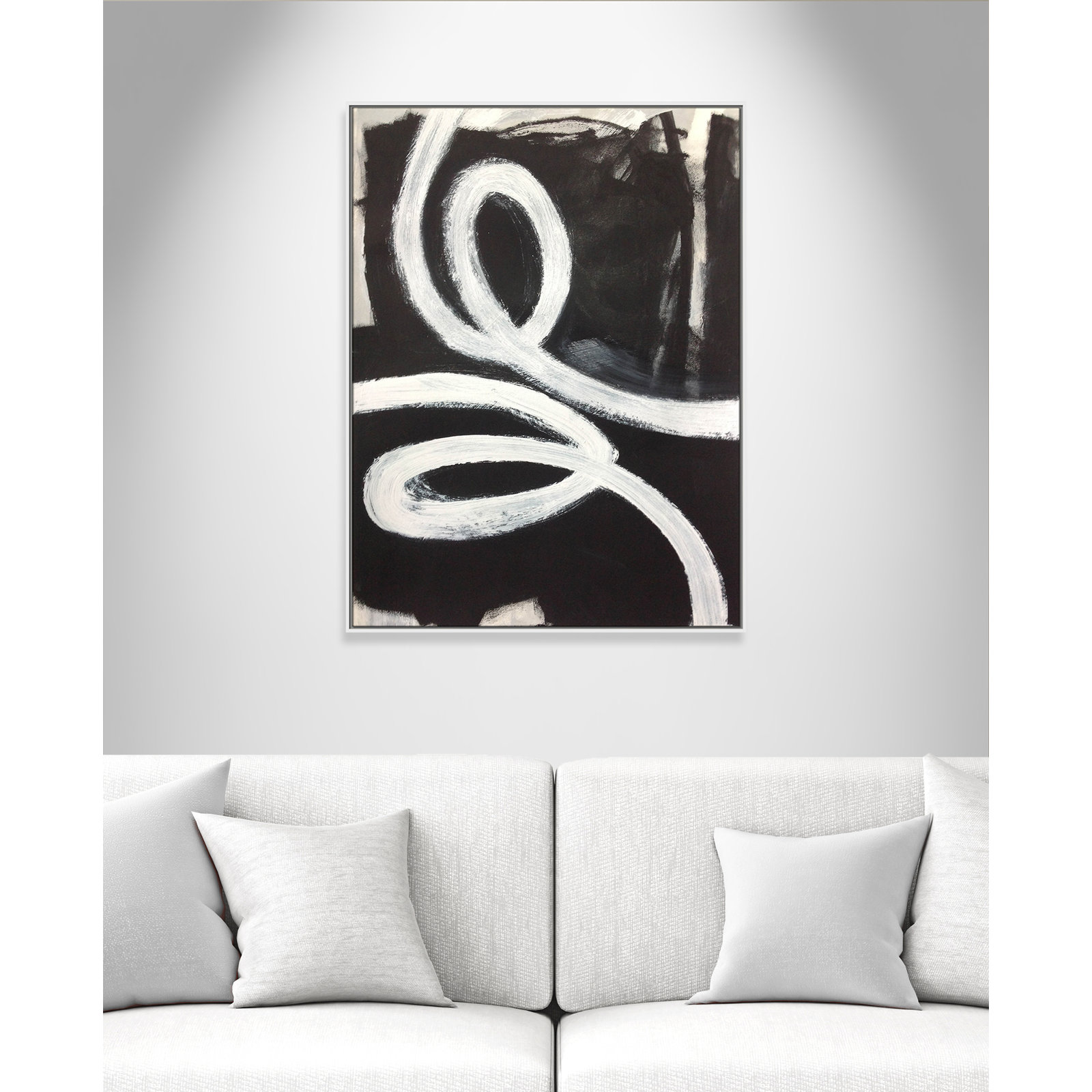 Bronte "Swirly Swirls I" Print, No, White Floater Framed, 49.5" H x 37.5" W x 2" D