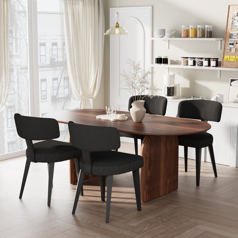 Oval Dining Table Sets, Brown/Black, 5 Pieces (Table, 4 Chairs)