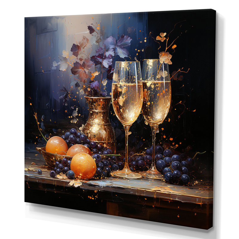 Champagne Champagne Bubble Grapes II, reproduction d'art sur toile, H 36 po x l 36 po, Toile tendue