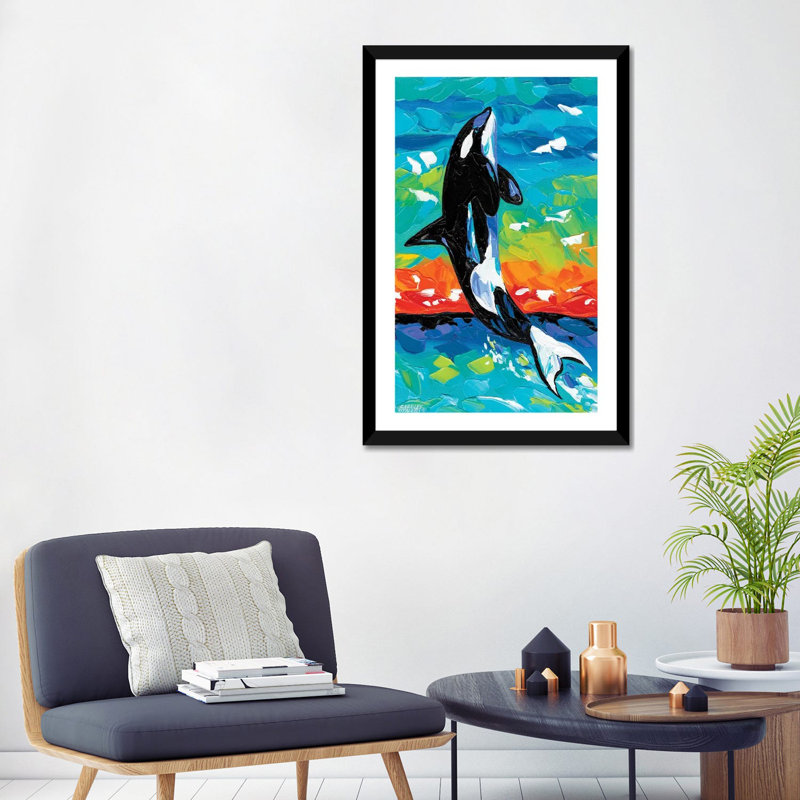 " Ocean Friends I " by Carolee Vitaletti, White, 32" H x 24" W x 1" D, Black Framed Paper