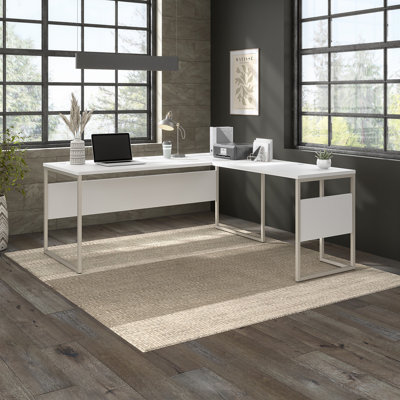 Ensemble de bureau d'ordinateur en L Gaythorne en blanc - réversible