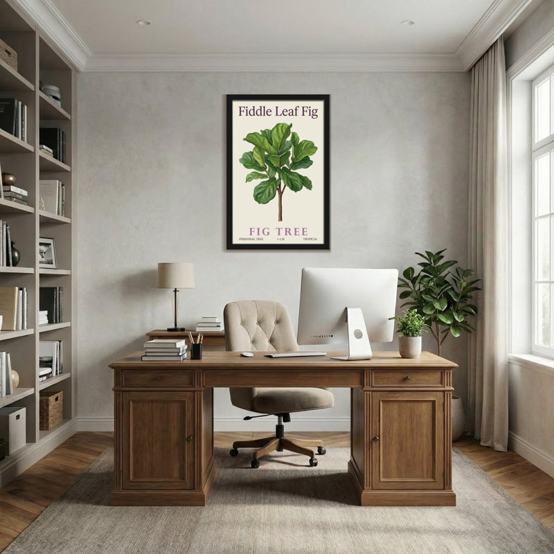 Plantes et fleurs, figuier à feuilles, imprimé botanique, H 30 po x l 20 po