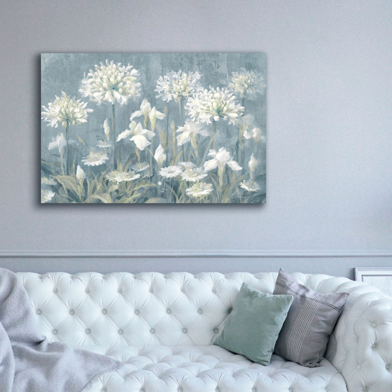  «Spring Blossoms 2 Slate Blue» par Danhui Nai, art mural sur toile, 60 po x 40 po
