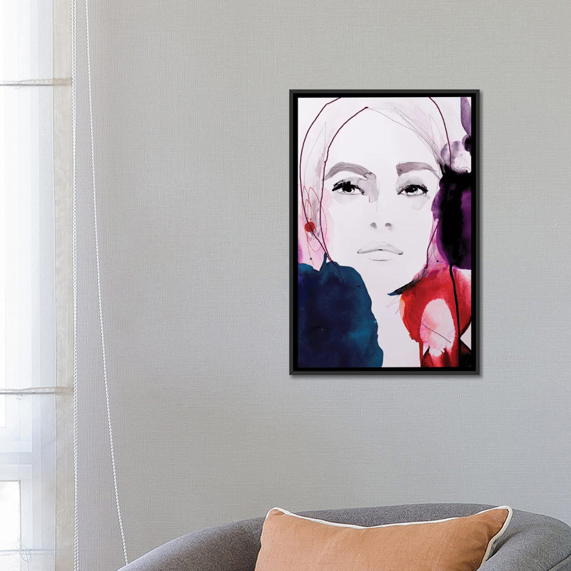 «Rouge Noir», impression sur toile, H 26 po x l 18 po x P 1,5 po, Toile avec cadre noir, Pas de tapis