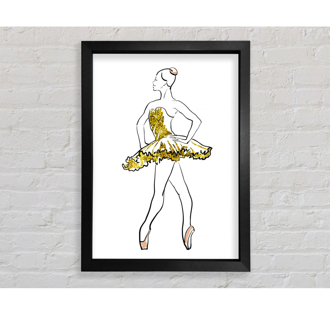 Golden Pink Ballerina 1 - Einzelner Bilderrahmen Kunstdrucke