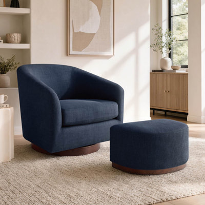 Fauteuil demi-tonneau pivotant avec repose-pieds Bennett