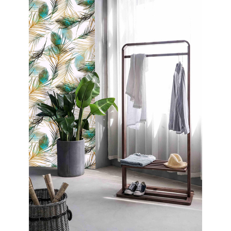 Rouleau de papier peint pelez et collez les plumes de paon de votre choix, 75" L x 25" W