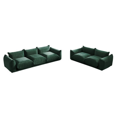 Canapé modulaire rembourré 5 places en tissu de chenille avec repose-pieds Minarik, 2 pièces