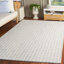 Tapis bleu / ivoire en laine et coton touffeté à la main Antine