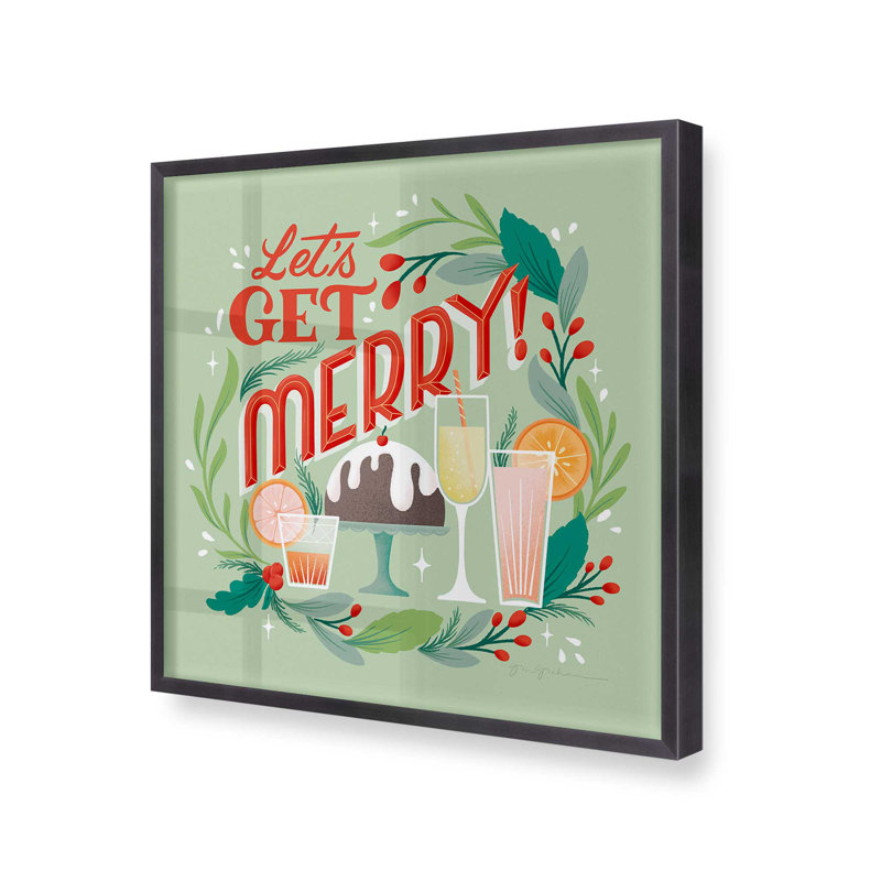 12" x 12" Let's Get Merry Print  in a Polished Chrome Frame, Weathered Zinc Single Picture Framed, Solid Wood