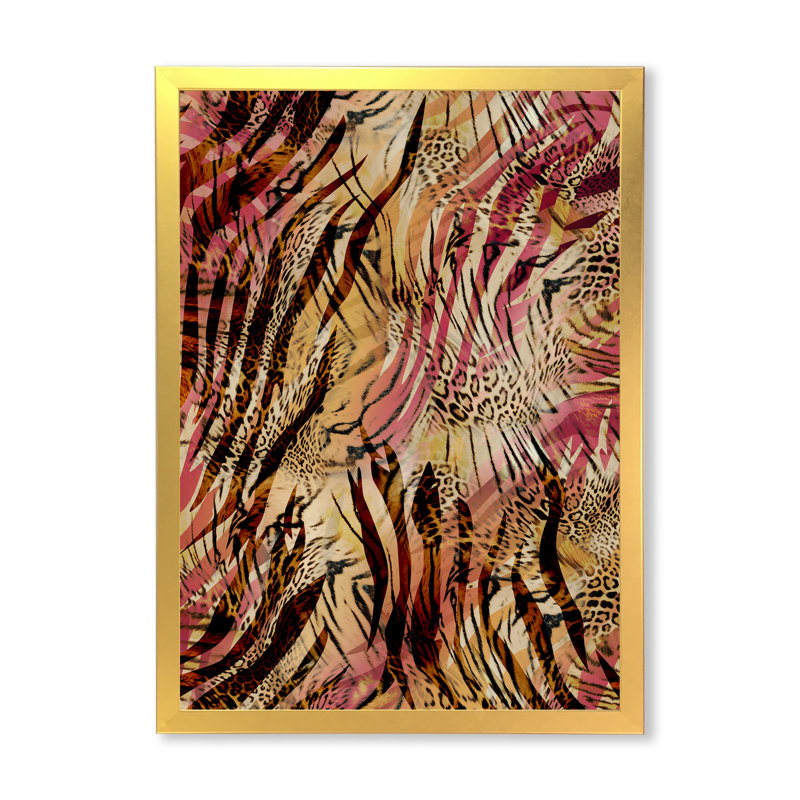 Léopard et tigre - peinture, H 40 po x l 30 po x P 1,5 po, Toile avec cadre photo doré