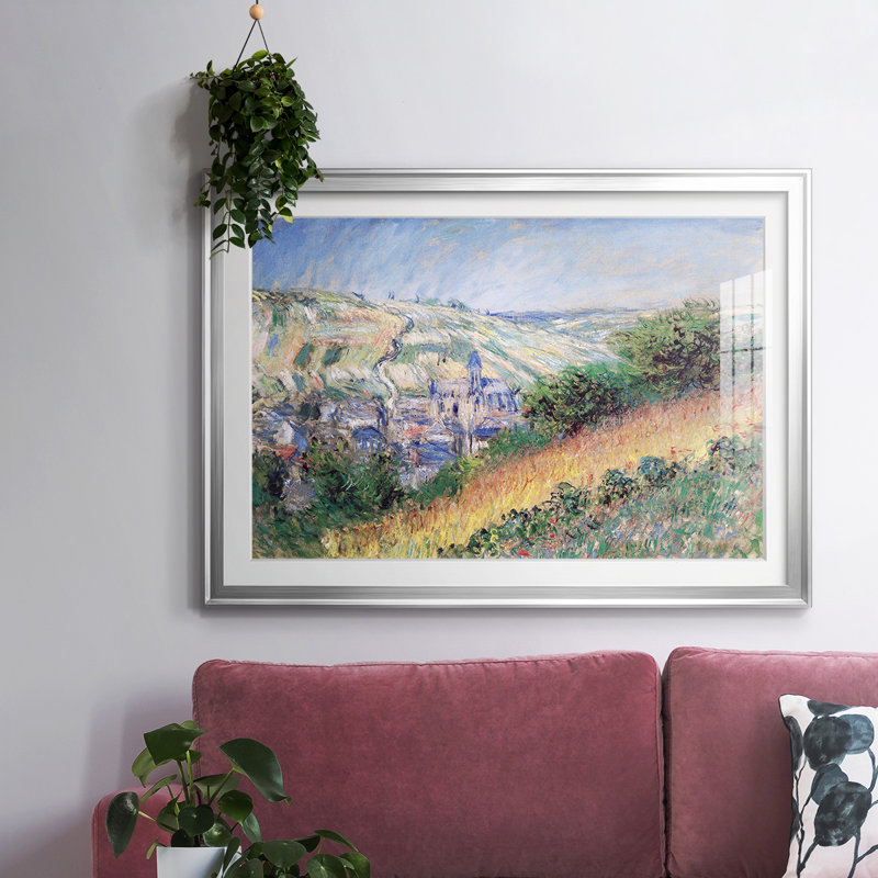 Vue de Vetheuil, impression sur papier encadrée, Argent, H 30 po x l 44 po x P 1,5 po