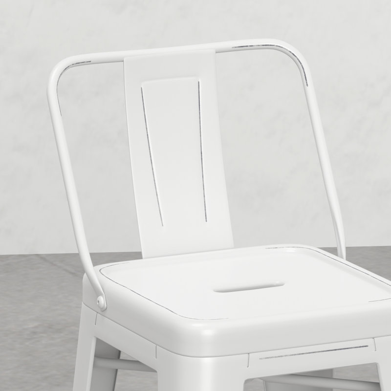 24 tabourets de comptoir en métal de 24 po 2, blanc vieilli, structure stable, pour la zone de bar de 2 tabourets, pouces, dossier et repose-pieds incurvés, entrejambe, pieds de cuisine et clou