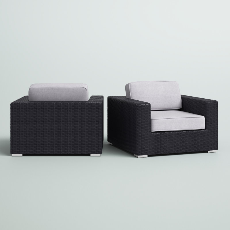 Ayers Fully Assembled Patio Chair with Cushions, Black