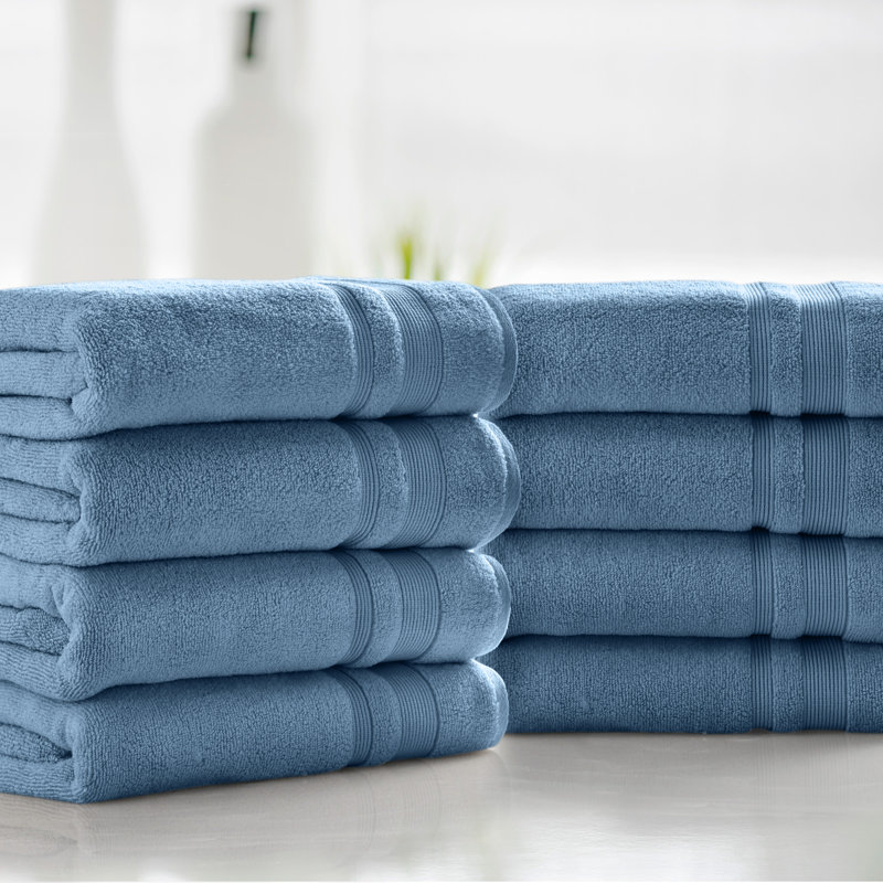 Ensemble de serviettes de bain en coton 8 pièces Kathy Ireland, Bleu, 8
