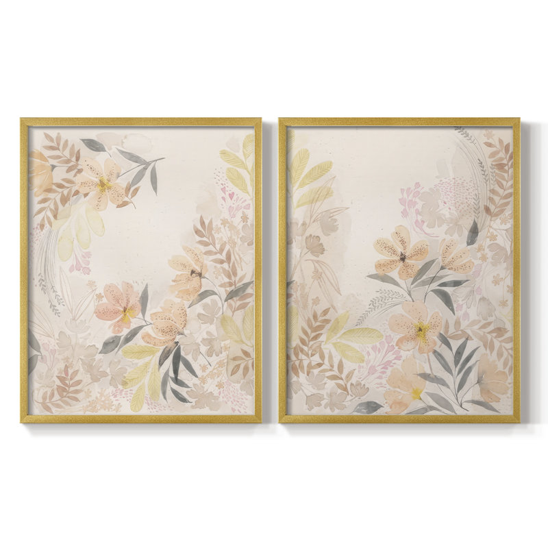 «Windswept Wildflowers I», reproduction encadrée de qualité supérieure - prête à être accrochée - aucun clou requis - aucun clou requis