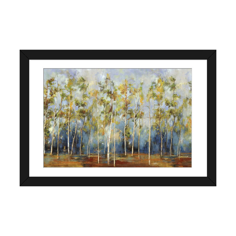 «Indigo Forest», reproduction d'impression sur toile, Papier d'art encadré noir, Blanc, H 16 po x l 24 po x P 1 po
