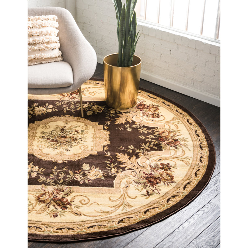 Debora Oriental Area Rug, Round 6'1", Brown