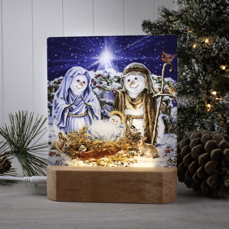 Snow Family Nativity Night Light