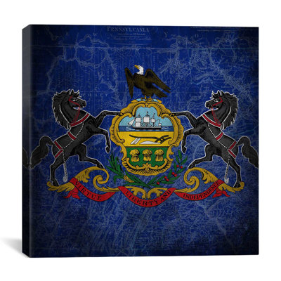 " Pennsylvania Flag, Grunge Map "