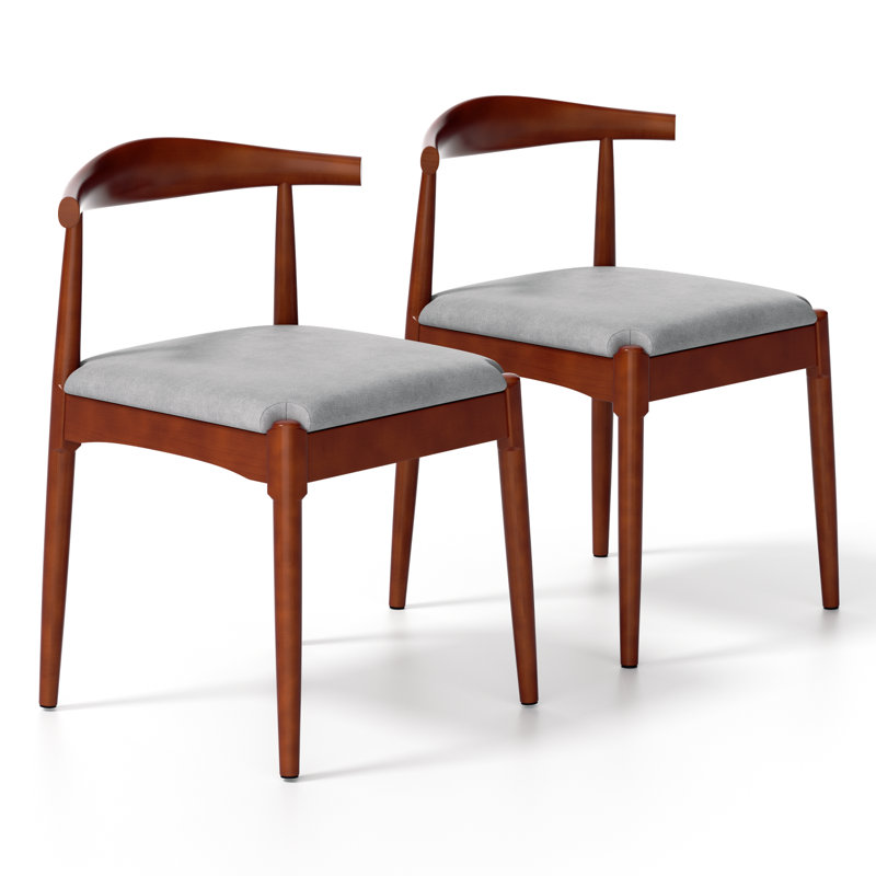 Solid Wood Dining Chairs, Upholstered Armless Side Chairs With Cushioned Seat For Home Office (Set of 2), Brown Wood