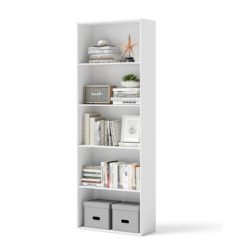 Support à bibliothèque à 5 tablettes, Blanc
