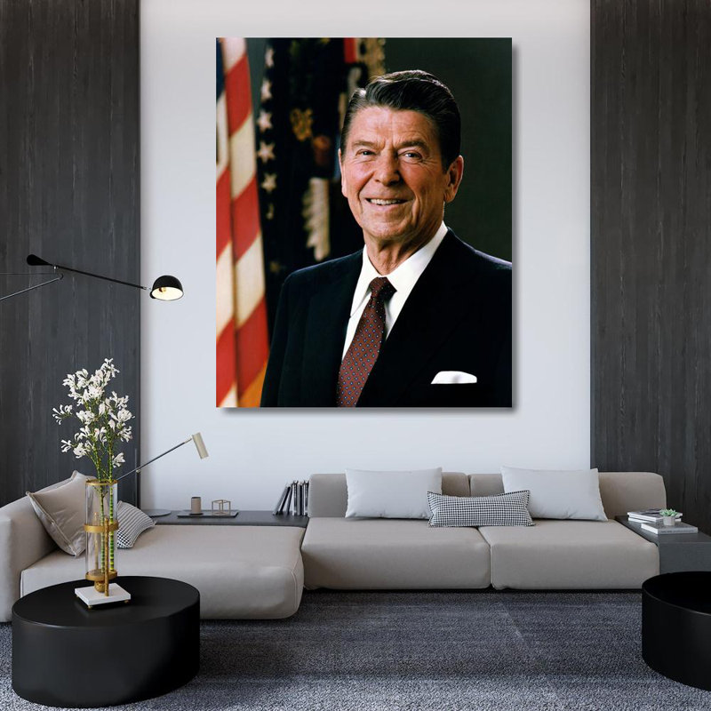 Portrait officiel du président Ronald Reagan, H 45 po x l 36 po