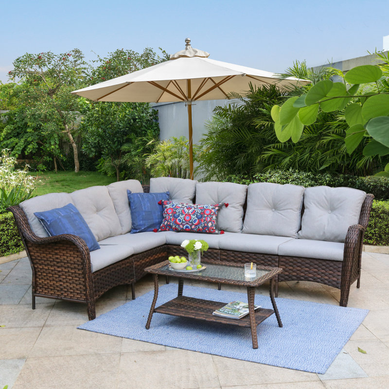 Nickolai 7 - Person Modular Patio Conversation Set with Cushions